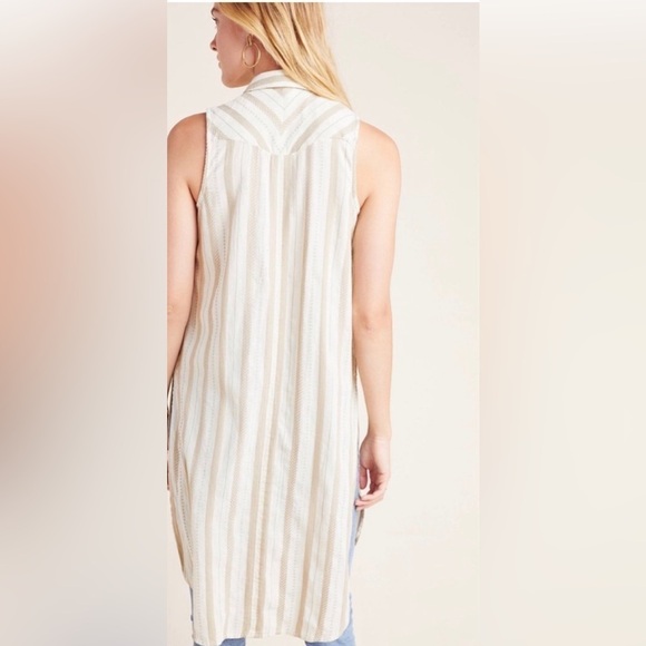 Anthropologie Delphine Textured Button Front Tunic Neutral Size Small - Picture 2 of 13